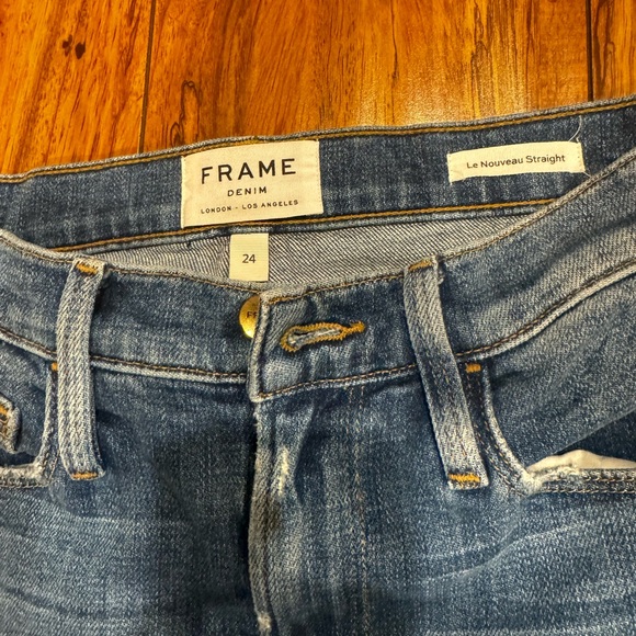 Frame Dark wash distressed denim jeans - Le Nouveau Straight Size 24 - Picture 2 of 5